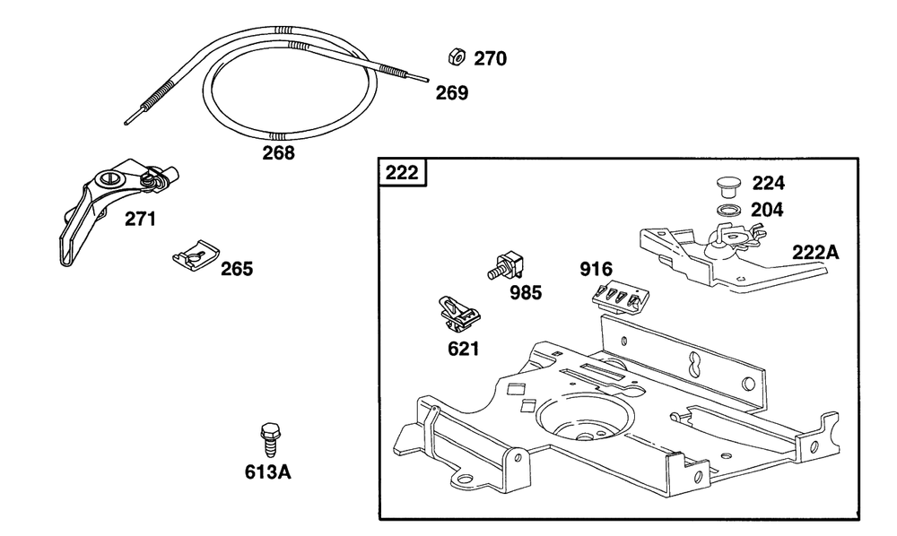 Controls 1 Diagram and Parts List for 161432-0126-XX  Briggs and Stratton Engine